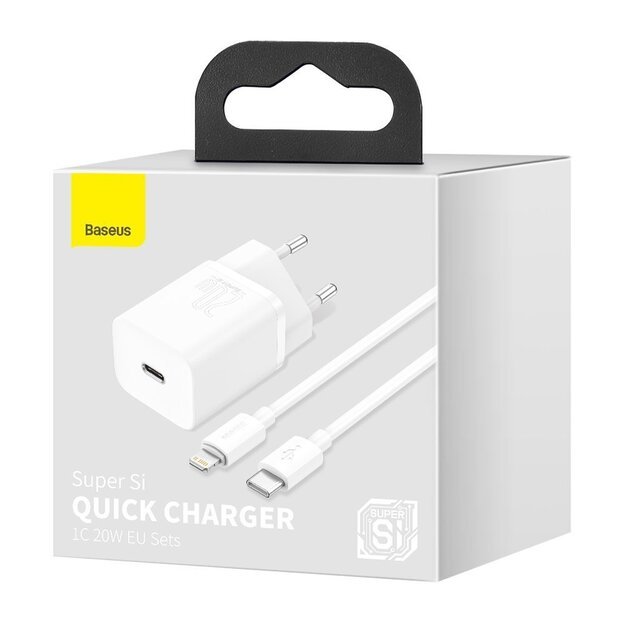 Baseus Super Si 1C fast charger USB Type C 20W Power Delivery + USB Type C - Lightning cable 1m white (TZCCSUP-B02) 6