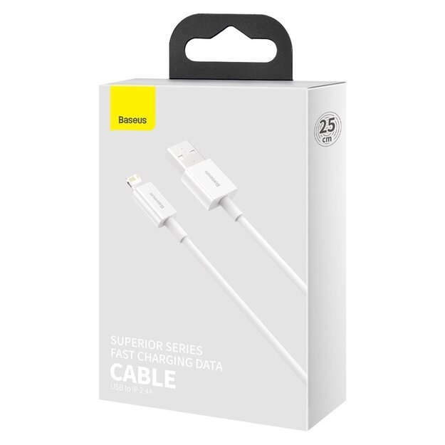 Baseus Superior USB - Lightning cable 2.4A 0.25 m White (CALYS-02) 4