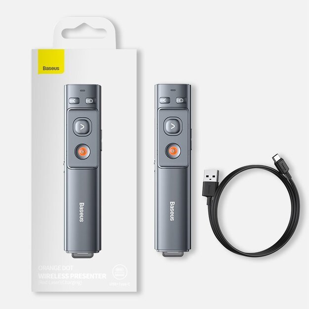 Baseus Orange Dot wireless laser pointer for presentations - gray (with battery) 18