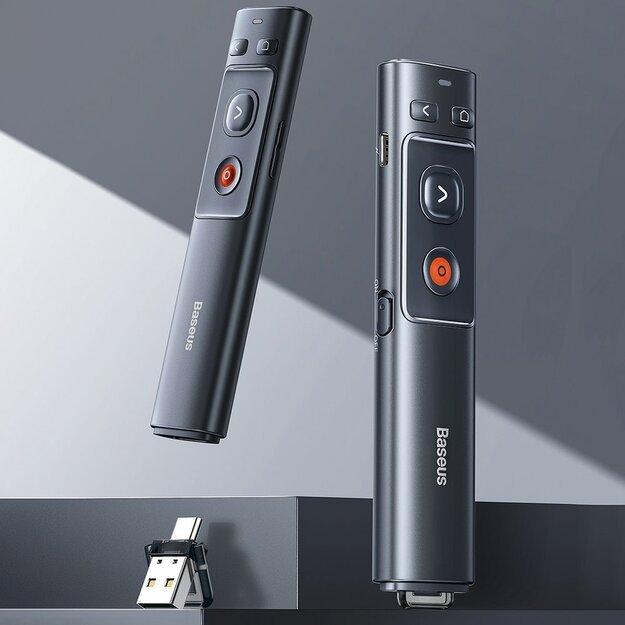 Baseus Orange Dot wireless laser pointer for presentations - gray (with battery) 10