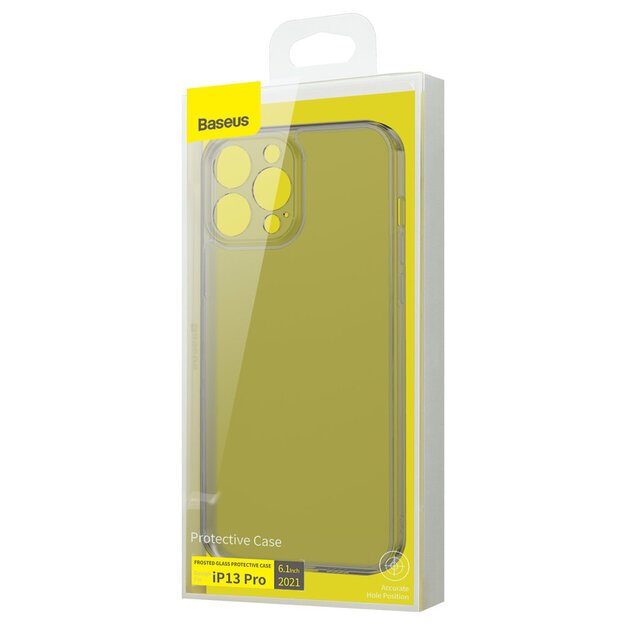 Baseus Frosted Glass Case Cover for iPhone 13 Pro Hard Cover with Gel Frame black (ARWS000401) 4