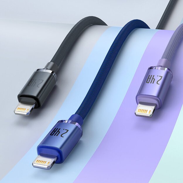 Baseus Crystal Shine Series cable USB cable for fast charging and data transfer USB Type A - Lightning 2.4A 2m blue (CAJY000103) 17