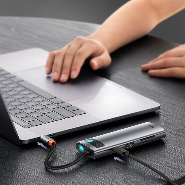 Baseus Metal Gleam Series multifunctional USB HUB 7in1 Type C HDMI TF PD card reader gray (WKWG020113) 13