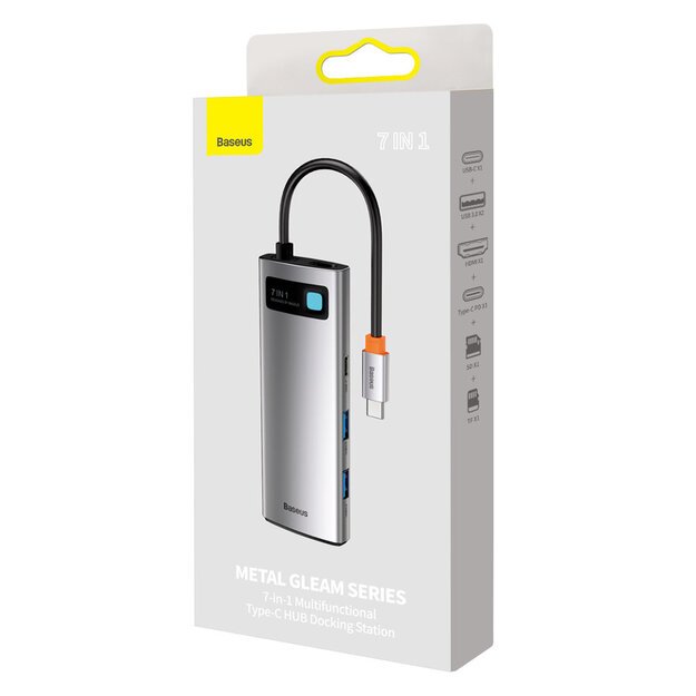 Baseus Metal Gleam Series multifunctional USB HUB 7in1 Type C HDMI TF PD card reader gray (WKWG020113) 4