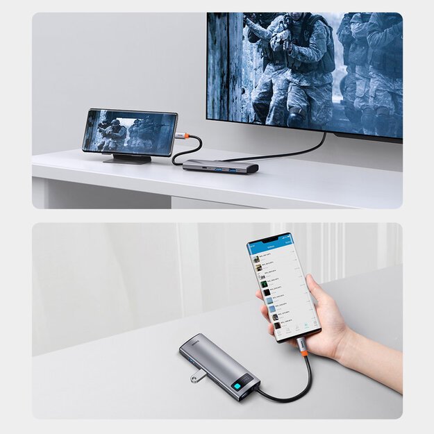 Baseus Metal Gleam Series multifunctional USB HUB 7in1 Type C HDMI TF PD card reader gray (WKWG020113) 19