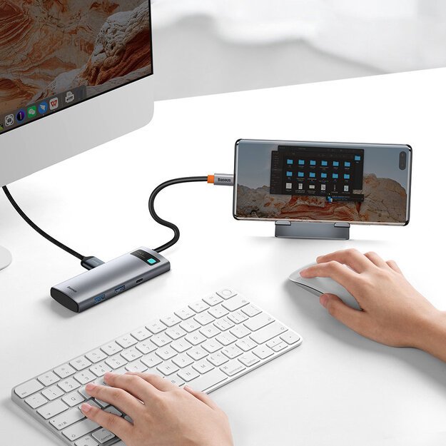 Baseus Metal Gleam Series multifunctional USB HUB 7in1 Type C HDMI TF PD card reader gray (WKWG020113) 18