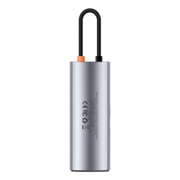 Baseus Metal Gleam Series multifunctional USB HUB 7in1 Type C HDMI TF PD card reader gray (WKWG020113) 7