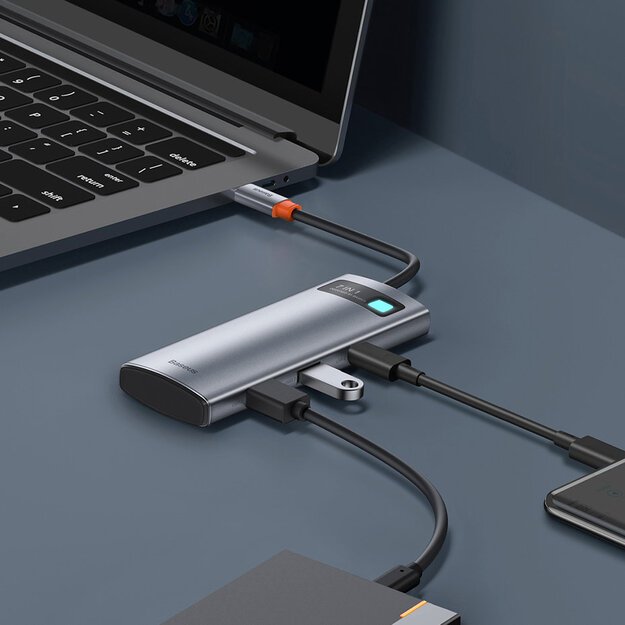 Baseus Metal Gleam Series multifunctional USB HUB 7in1 Type C HDMI TF PD card reader gray (WKWG020113) 16