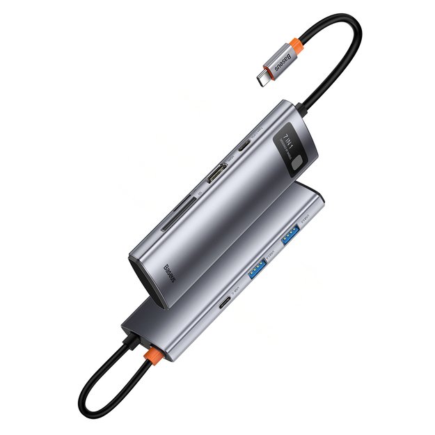 Baseus Metal Gleam Series multifunctional USB HUB 7in1 Type C HDMI TF PD card reader gray (WKWG020113) 12