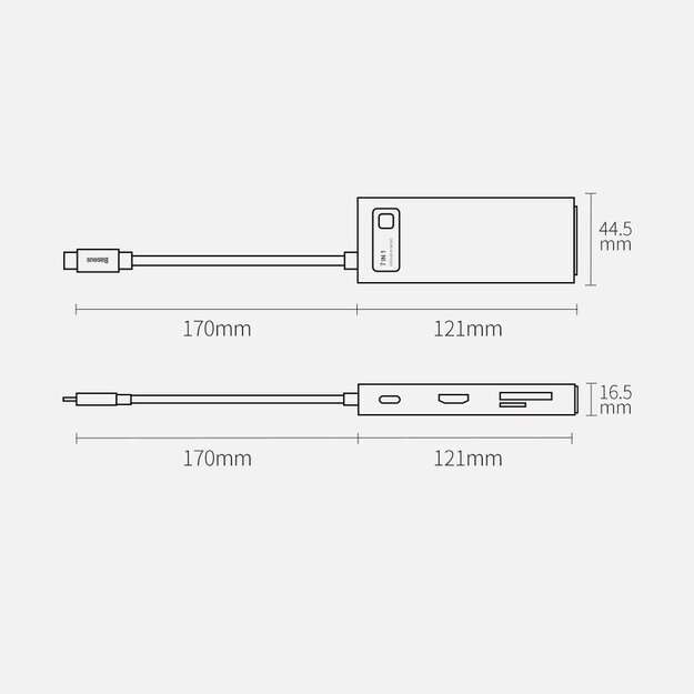 Baseus Metal Gleam Series multifunctional USB HUB 7in1 Type C HDMI TF PD card reader gray (WKWG020113) 21