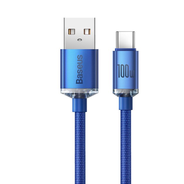 Baseus crystal shine series fast charging data cable USB Type A to USB Type C 100W 2m blue (CAJY000503) 1