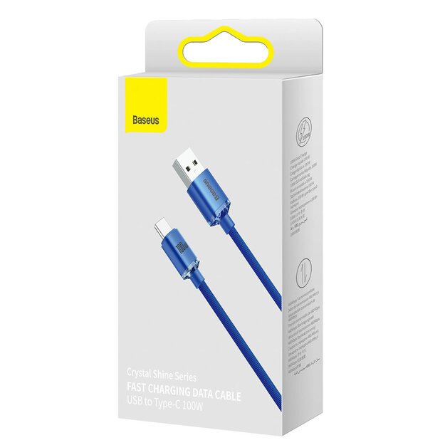 Baseus crystal shine series fast charging data cable USB Type A to USB Type C 100W 2m blue (CAJY000503) 4