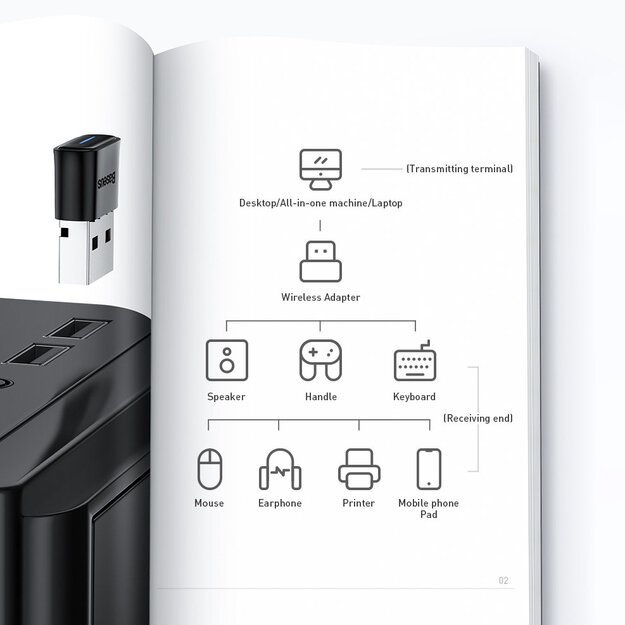 Baseus BA04 mini Bluetooth 5.0 USB adapter receiver transmitter for computer black (ZJBA000001) 18
