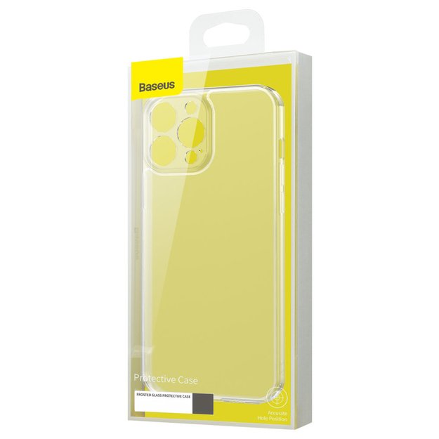 Baseus Frosted Glass Case Cover for iPhone 13 Pro Hard Cover with Gel Frame Transparent (ARWS000702) 4