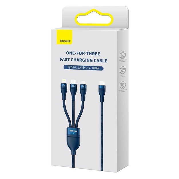 Baseus Flash Series II cable USB Type C / USB Type A - USB Type C / Lightning / micro USB 100 W 1.5 m blue (CASS030203) 4