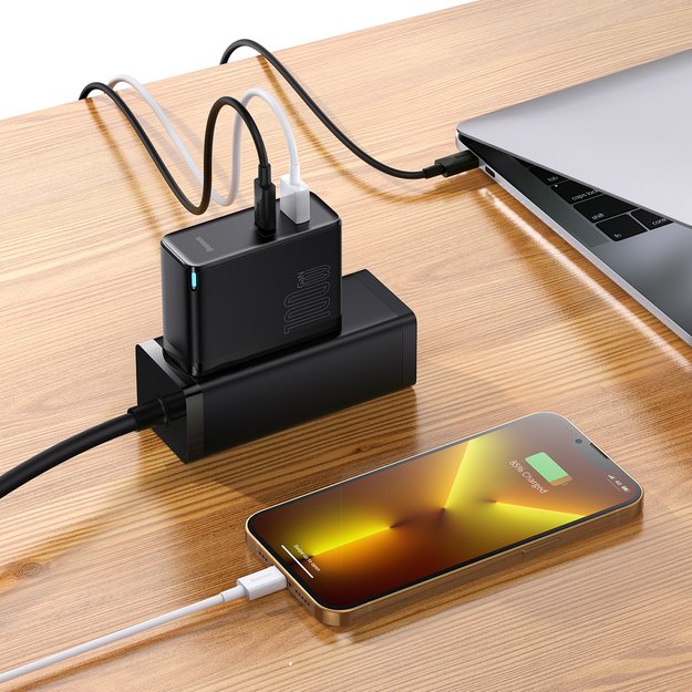 Baseus GaN5 Pro fast universal wall charger GaN USB Type C / USB 100W PD3.0, QC4.0+, AFC black (CCGP090201) 10