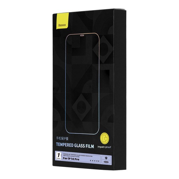 Baseus Full Screen Tempered Glass for iPhone 14 Pro with Speaker Cover 0.4mm + Mounting Kit 6