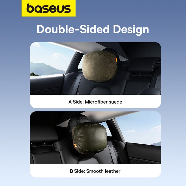 Baseus ComfortRide Series car headrest cushion with 2 materials - dark green 11