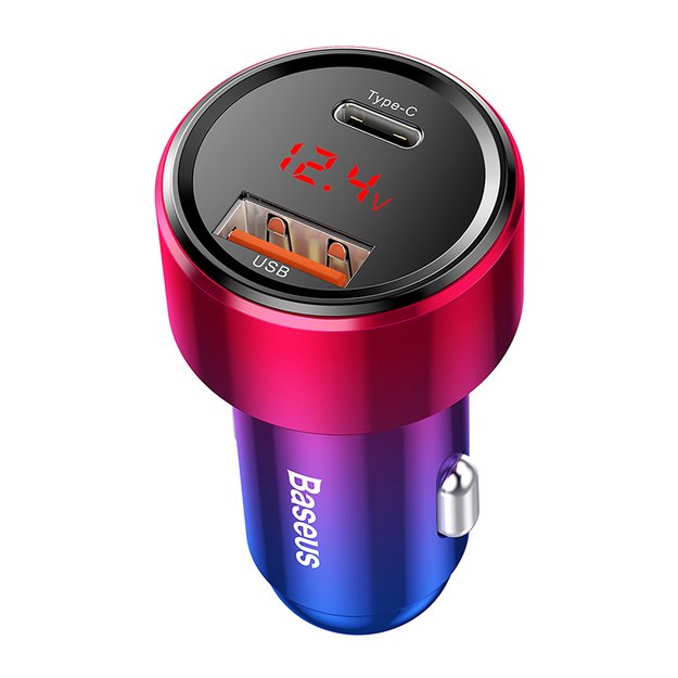 Baseus Magic Series PPS USB-C / USB-A 45W PD QC 5A car charger - pink and blue 1