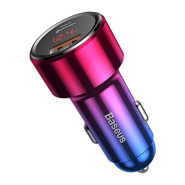Baseus Magic Series PPS USB-C / USB-A 45W PD QC 5A car charger - pink and blue 2