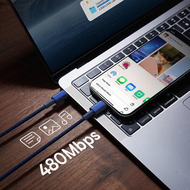 Baseus Tungsten Gold USB-C / USB-C cable 100W 1m - navy blue 10