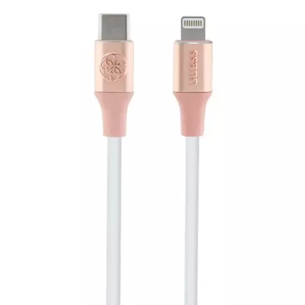 Guess Ebossed Logo USB-C / Lightning Cable 1.5m Fast Charging - Pink
