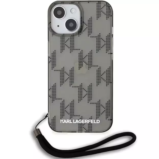 Karl Lagerfeld IML Mono KL Pattern &amp  Cord case for iPhone 15 / 14 / 13 - black 7