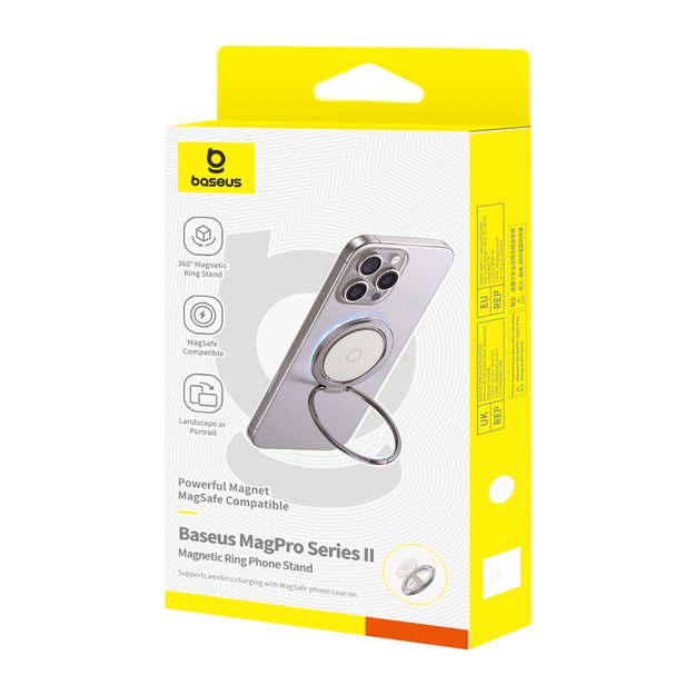 Baseus MagPro II Magnetic Ring with Stand Function - Titanium 3