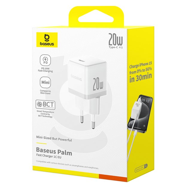 Baseus Palm 20W USB-C Wall Charger - White 6