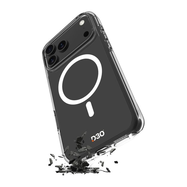 Puro Impact Clear D3O TPU+PC Case Compatible with MagSafe for iPhone 17 Pro - Transparent