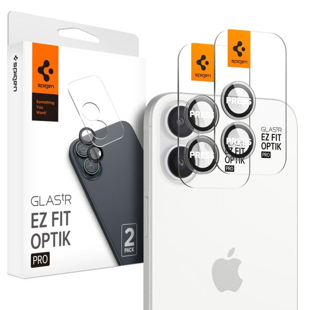 Spigen Glas.tR EZ Fit Optik Pro Tempered Glass for iPhone 16 / 16 Plus / 17 (2 pcs.)