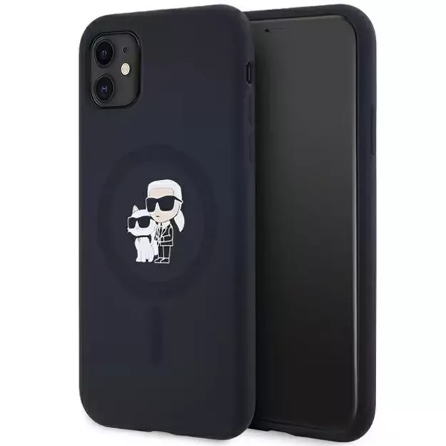 Karl Lagerfeld Silicone Karl&amp Choupette MagSafe case for iPhone 11 / Xr - black