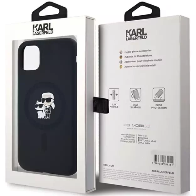 Karl Lagerfeld Silicone Karl&amp Choupette MagSafe case for iPhone 11 / Xr - black 13