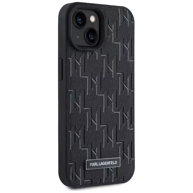 Karl Lagerfeld Leather Monogram Metal Logo case for iPhone 15 / 14 / 13 - black 3
