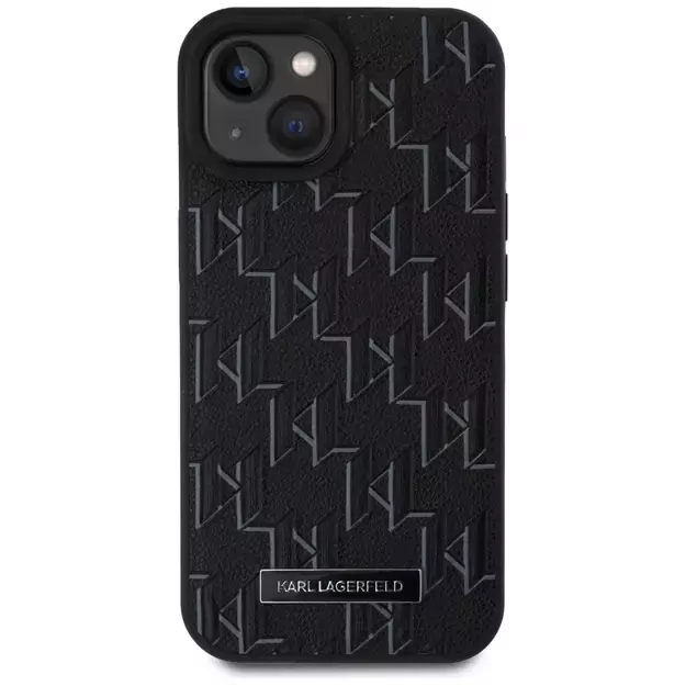 Karl Lagerfeld Leather Monogram Metal Logo case for iPhone 15 / 14 / 13 - black 2