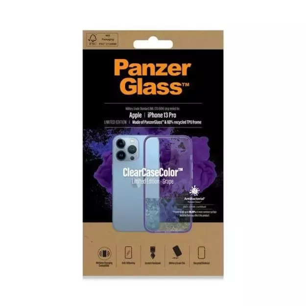 PanzerGlass ClearCase antibacterial Military Grade certified case for iPhone 13 Pro - transparent purple 10