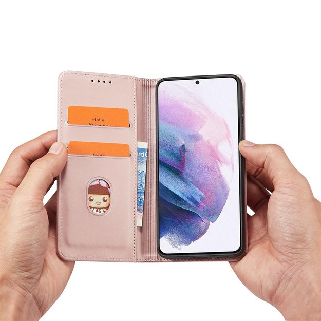 Magnet Card Case for Samsung Galaxy S22 + (S22 Plus) Pouch Wallet Card Holder Pink 11
