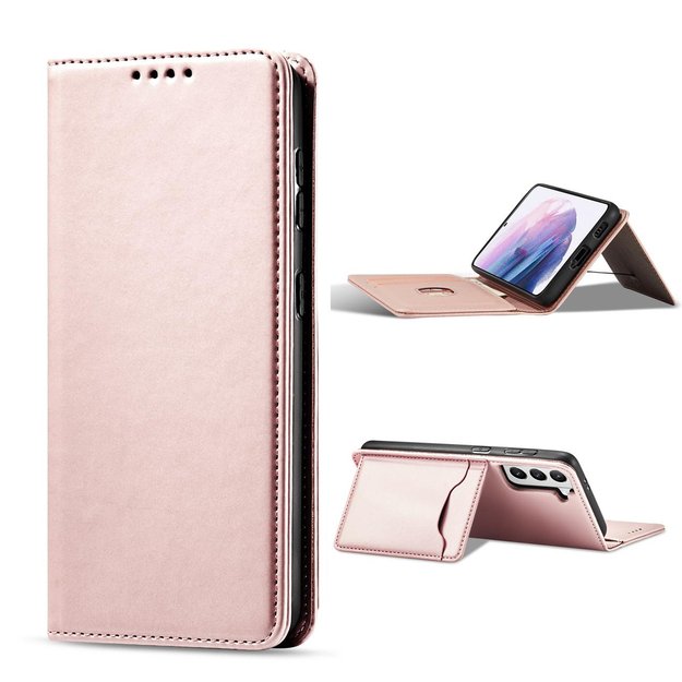 Magnet Card Case for Samsung Galaxy S22 + (S22 Plus) Pouch Wallet Card Holder Pink 3