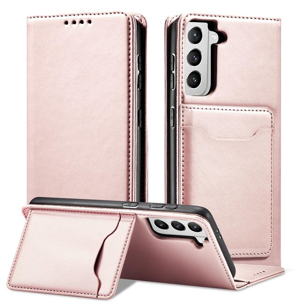 Magnet Card Case for Samsung Galaxy S22 + (S22 Plus) Pouch Wallet Card Holder Pink 2