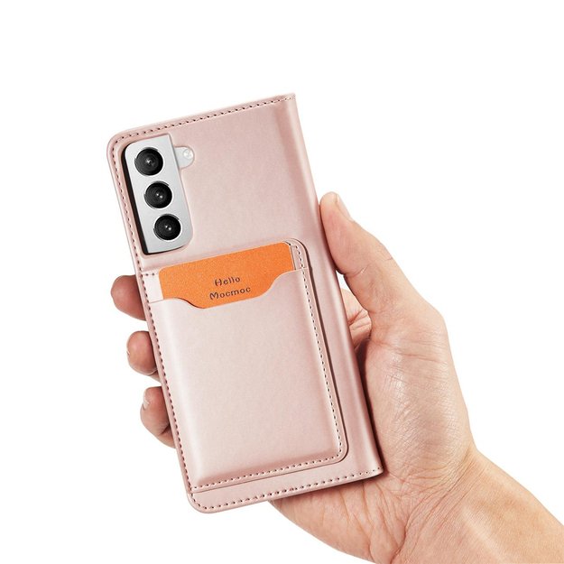 Magnet Card Case for Samsung Galaxy S22 + (S22 Plus) Pouch Wallet Card Holder Pink 10