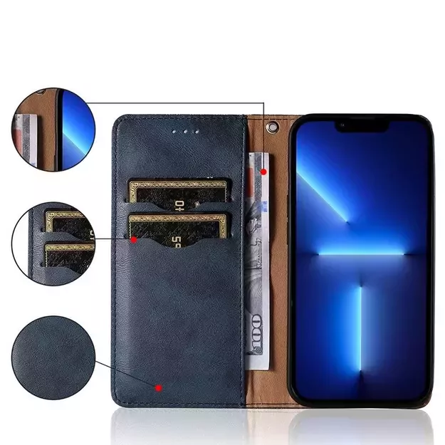Magnet Strap Case Case for Samsung Galaxy A13 5G Pouch Wallet + Mini Lanyard Pendant Blue 5
