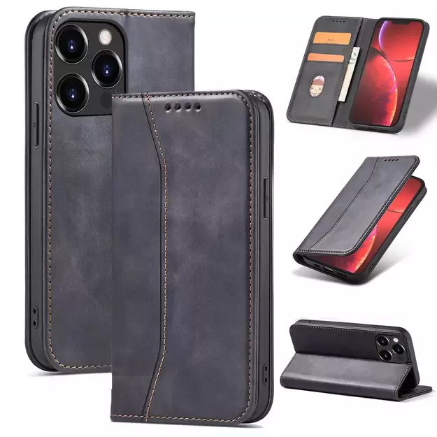 Magnet Fancy Case Case for iPhone 13 Pro Max Pouch Wallet Card Holder Black 23