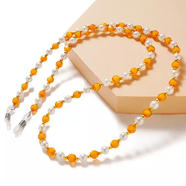A chain for glasses, beads, an orange pendant 1