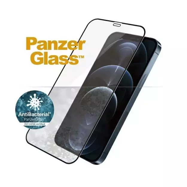 PanzerGlass E2E Super+ Microfracture antibacterial tempered glass for iPhone 12 Pro Max - with black frame 1
