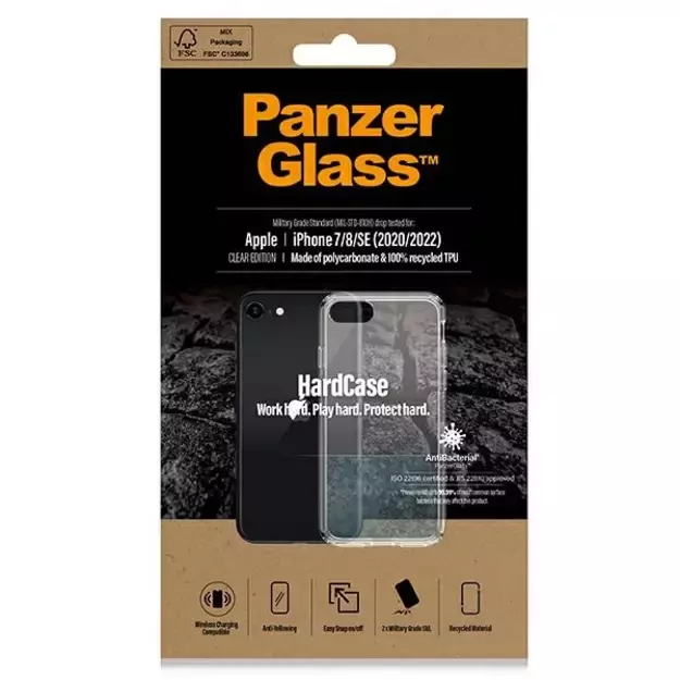 PanzerGlass HardCase antibacterial Military Grade certified case for iPhone SE 2022 / SE 2020 / 7 / 8 - transparent 12