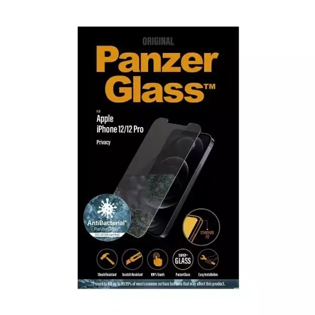 PanzerGlass Standard Super+ antibacterial privacy tempered glass for iPhone 12 / 12 Pro 2