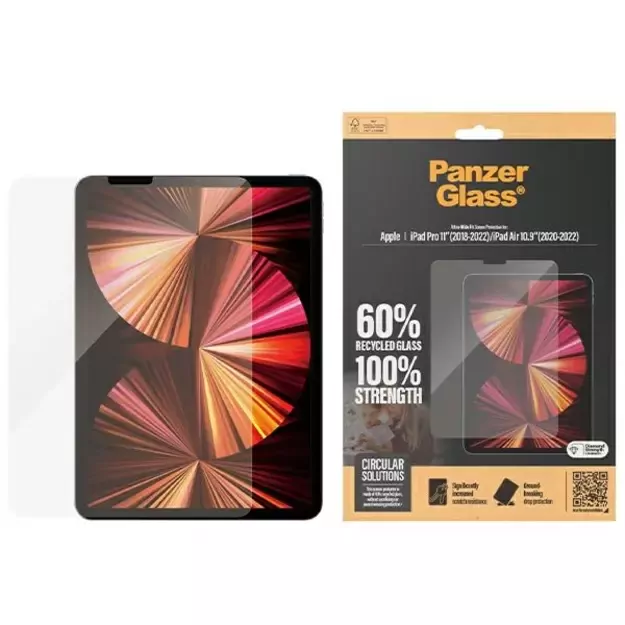 PanzerGlass Ultra-Wide Fit antibacterial tempered glass for iPad Pro 11&quot  2018-2022 / Air 10.9&quot  2020-2022