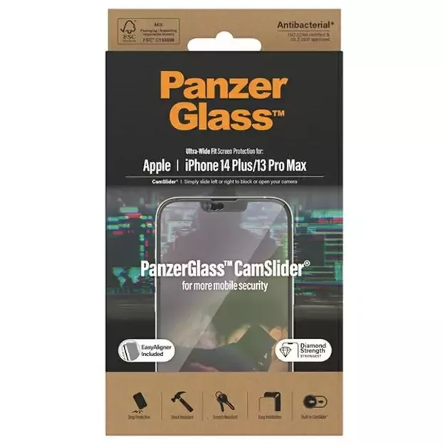 PanzerGlass Ultra-Wide Fit antibacterial tempered glass with camera cover and positioner iPhone 14 Plus / 13 Pro Max 4
