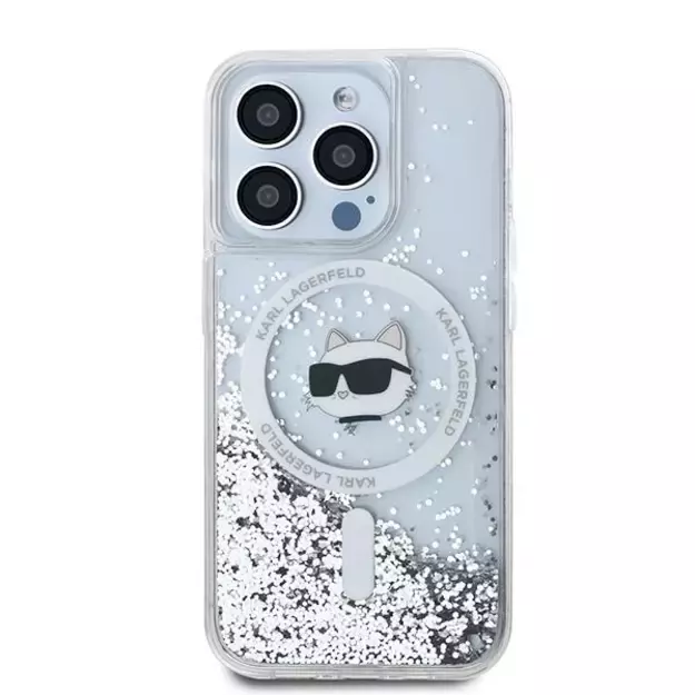 Karl Lagerfeld Liquid Glitter Choupette Head MagSafe case for iPhone 15 Pro - transparent 2
