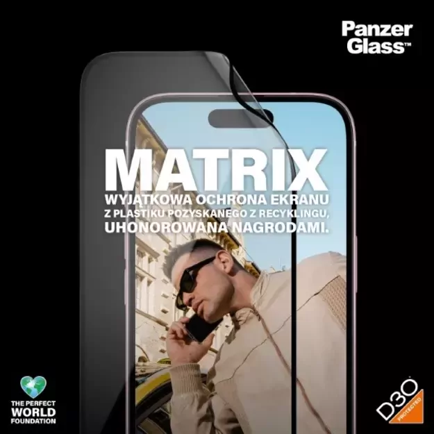PanzerGlass Matrix Ultra-Wide-Fit hybrid glass for iPhone 15 with positioner 8